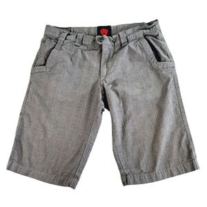 Vintage Strellson Mens Brown Plaid Casual Flat Front Shorts Size 36 90s Y2K Sk8
